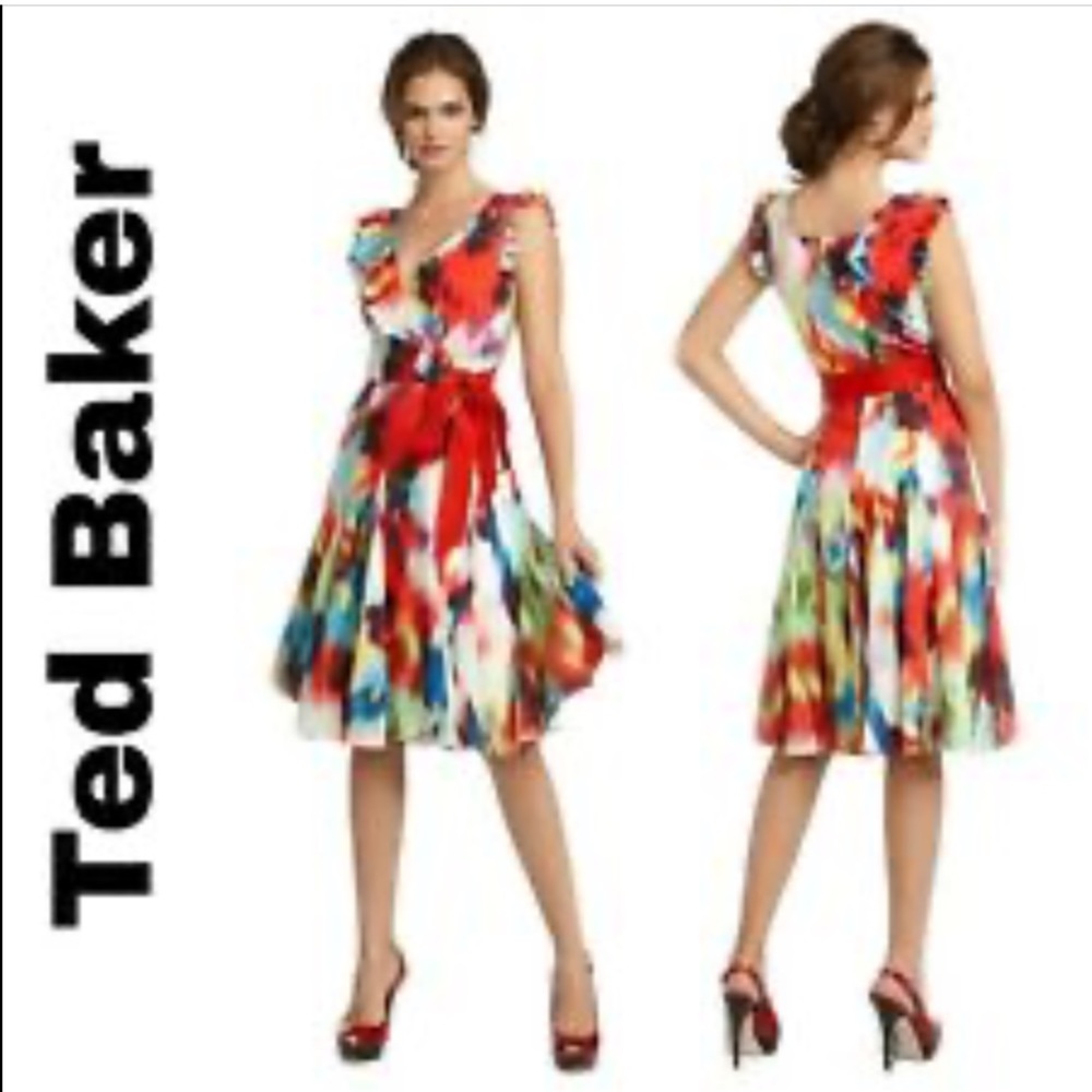 Ted Baker Wrap Gingie ruffle, floral Dress.